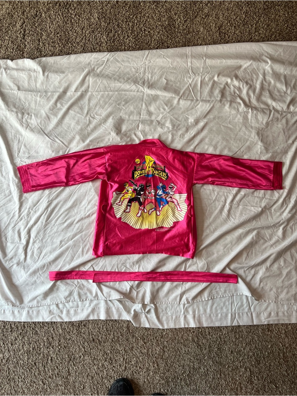 Vintage Power Ranger Pink Kids robe  with Graphic Back and Belt